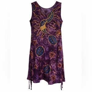 UNO Multicolor Button-Up Top - Purple, Blue & Gold Accents short sundress